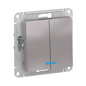 Выключатель Schneider Electric AtlasDesign ATN000353 2 клавиши с подсветкой алюминий