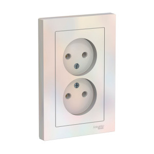 Розетка Schneider Electric AtlasDesign ATN000420 2-местная без заземления без шторки жемчуг
