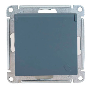 Розетка Schneider Electric AtlasDesign ATN000746 с заземлением со шторкой с крышкой грифель