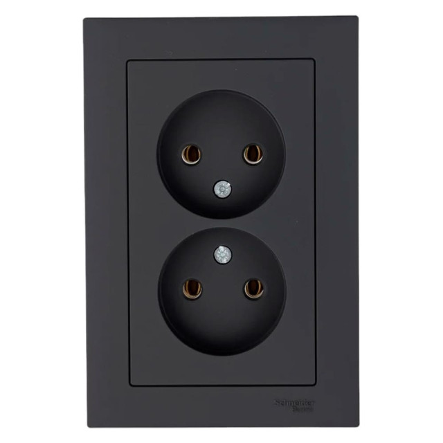 Розетка Schneider Electric AtlasDesign ATN001020 2 места без заземления карбон Розетка Schneider Electric AtlasDesign ATN001020 2 места без заземления карбон