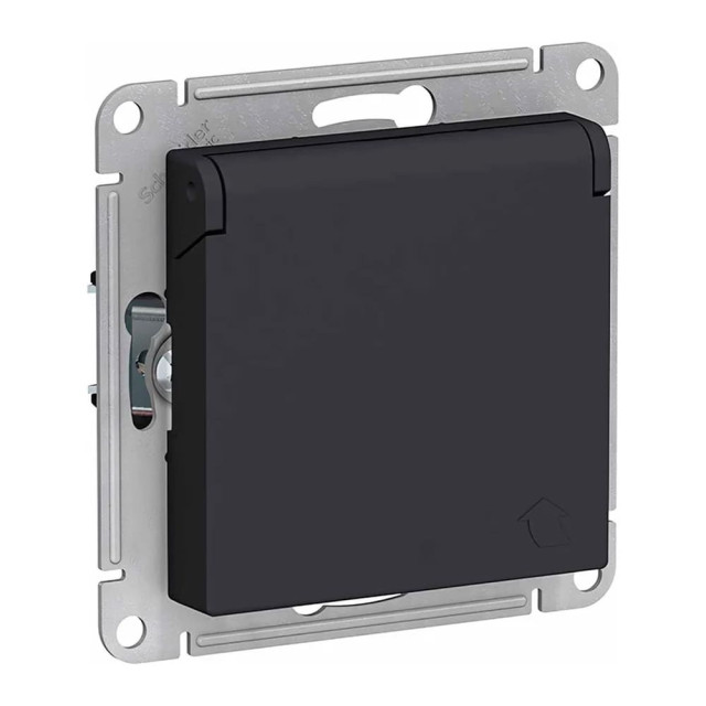 Розетка Schneider Electric AtlasDesign ATN001046 с заземлением со шторкой с крышкой карбон Розетка Schneider Electric AtlasDesign ATN001046 с заземлением со шторкой с крышкой карбон
