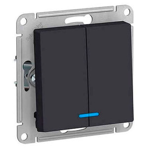 Выключатель Schneider Electric AtlasDesign ATN001053 2 клавиши с подсветкой карбон