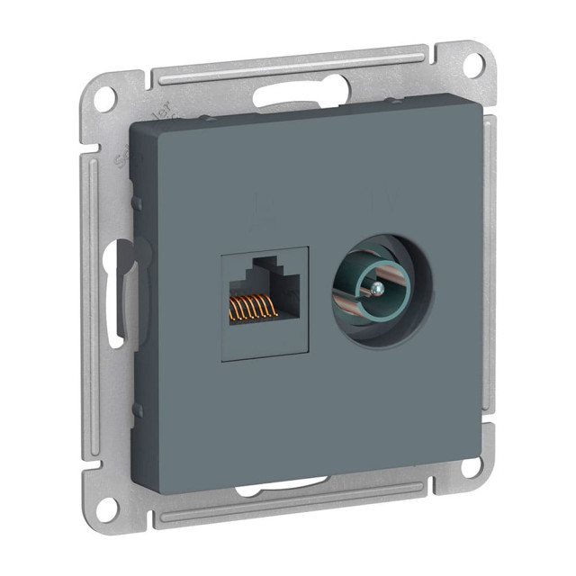 Розетка TV + компьютерная Schneider Electric AtlasDesign ATN000789 TV + RJ45 грифель