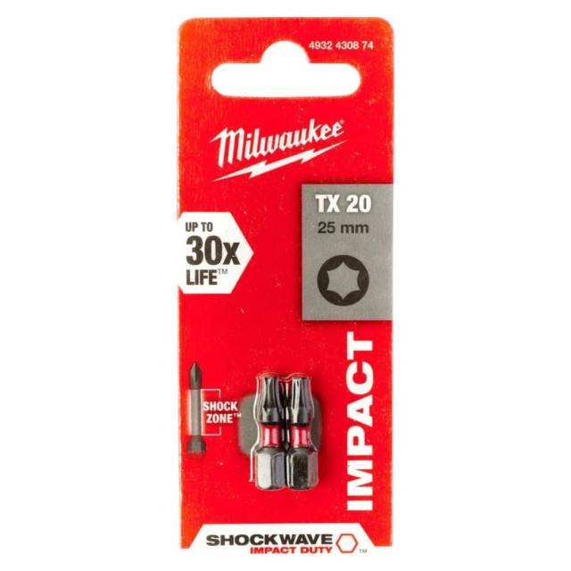 Бита TX20 Milwaukee Shockwave 4932430874 25 мм 2 шт