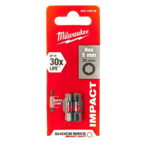Бита Hex5 Milwaukee Shockwave 4932430896 25 мм 2 шт