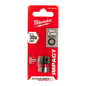 Бита Hex8 Milwaukee Shockwave 4932430898 25 мм 2 шт