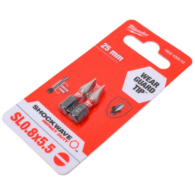 Бита SL0.8*5.5 мм Milwaukee Shockwave 4932430902 25 мм 2 шт