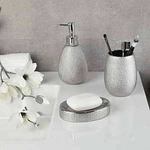 Мыльница Axentia Hollywood 129122 керамическая серебряная