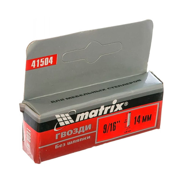 Гвозди Matrix 41504 тип 500 для мебельного степлера без шляпки 14 мм 1000 шт Гвозди Matrix 41504 тип 500 для мебельного степлера без шляпки 14 мм 1000 шт