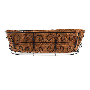 Кашпо пристенное Palisad 69014 с декором с кокосовой корзиной 74*20 см