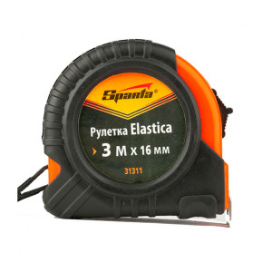 Рулетка Sparta Elastica 3 м*16 мм обрезиненный корпус