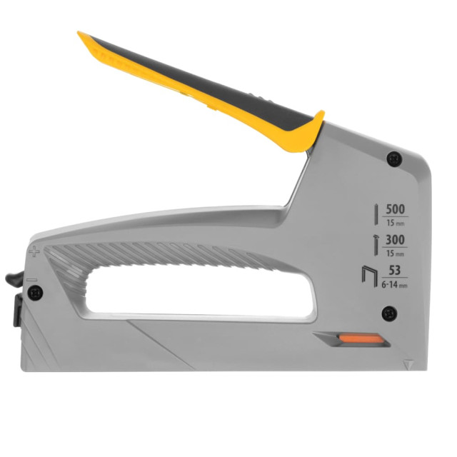 Степлер мебельный Denzel 40213 пласт.корпус тип 53, 6-14мм,тип 300,15мм,тип 500,15 мм