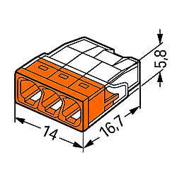 Комплект клемм Wago WAGO.2273-203 на 3 проводника 0.5-2.5 мм.кв без пасты 10 шт