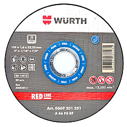 Круг отрезной Wurth Red Line 0669201251 125*1.6 мм прямой сталь