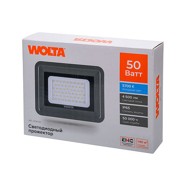 Прожектор Wolta WFL-50W/06 LED 5700K 50Вт SMD IP65 4500Лм