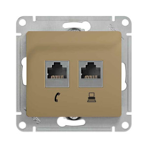Розетка Schneider Electric Glossa GSL000485 двойная RJ11+RJ45 кат. 5Е титан