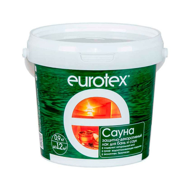 Лак Eurotex Сауна акриловый глянцевый 0.9 кг Лак Eurotex Сауна акриловый глянцевый 0.9 кг