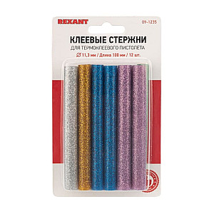 Стержни клеевые Rexant 09-1235 цветные с блестками 11.3*100 мм 12 шт