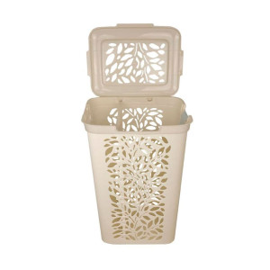 Корзина для белья Полимербыт Leaves 4348917 с разделителем молочный 60 л