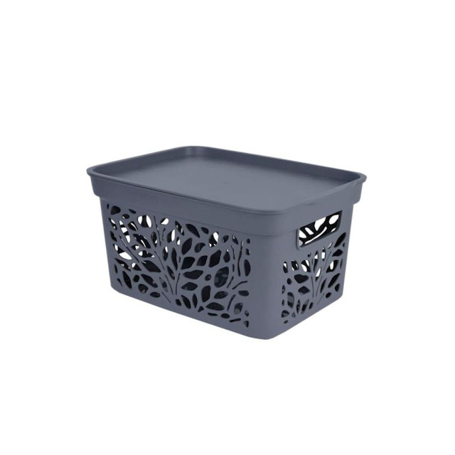 Корзина с крышкой Полимербыт Leaves 4383701 333*225*174 мм серый 10 л