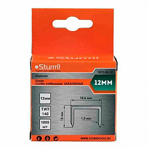 Скобы Sturm 1071-03-12 тип 140 для степлера оцинкованные закаленные 12 мм 1000 шт