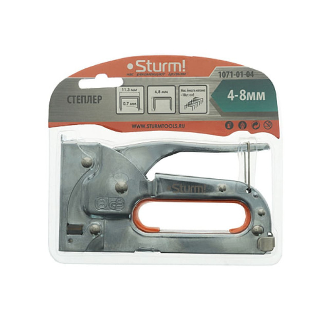 Степлер мебельный Sturm 1071-01-04 металлический скобы тип 53 4-8 мм