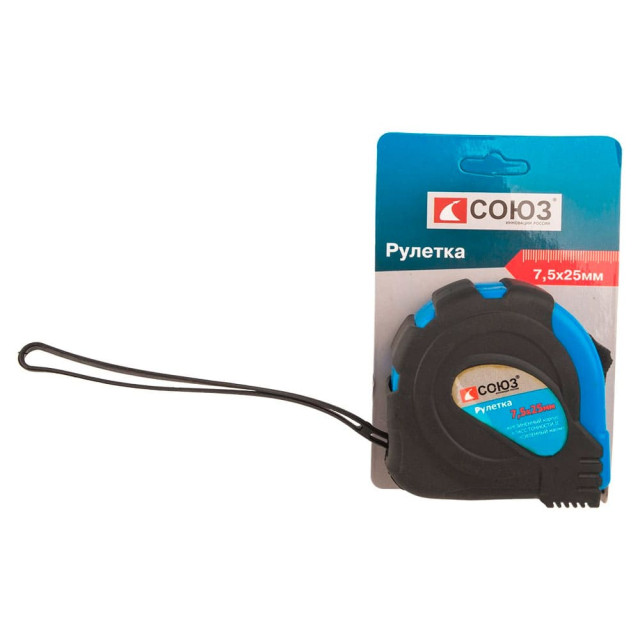 Рулетка Союз 21825 обрезиненная магнит 7.5 м*25 мм