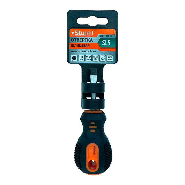 Отвертка Sturm магнитный наконечник плоский шлиц SL5*38 мм