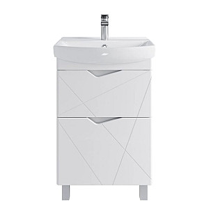 Тумба напольная SanStar Линни 50 с раковиной Клермонт 50 комплект для ванной комнаты белая