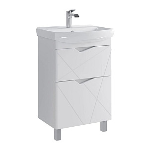 Тумба напольная SanStar Линни 50 с раковиной Клермонт 50 комплект для ванной комнаты белая