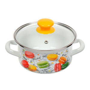 Кастрюля КМЗ Цветное печенье 51904-352/4.02 цилиндрическая белая 1.5 л