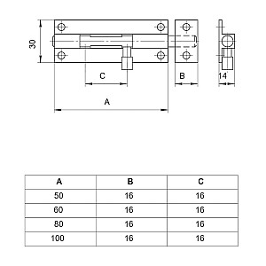 Шпингалет Apecs DB-05-60-CR