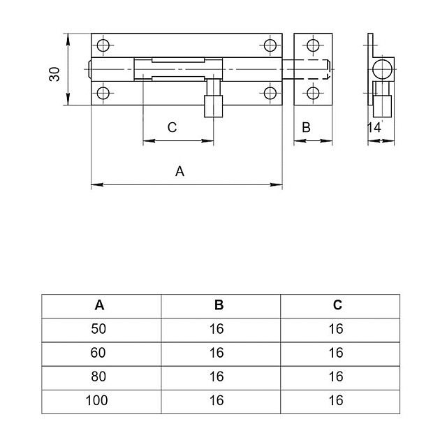 Шпингалет Apecs DB-05-60-CR