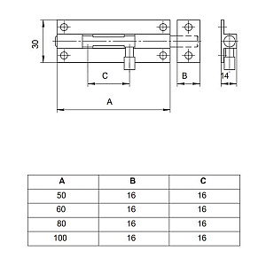 Шпингалет Apecs DB-05-80-W