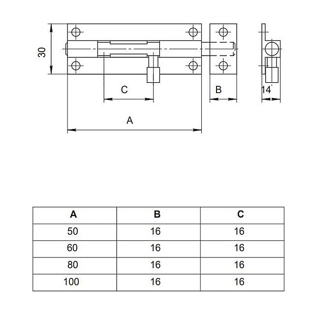 Шпингалет Apecs DB-05-80-W