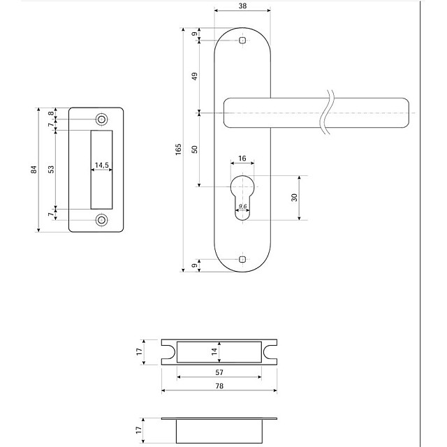 Замок врезной Avers 0823/60-C-NI