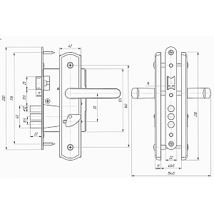 Замок врезной сувальдный Avers 3В9-4-1-4-09 медь