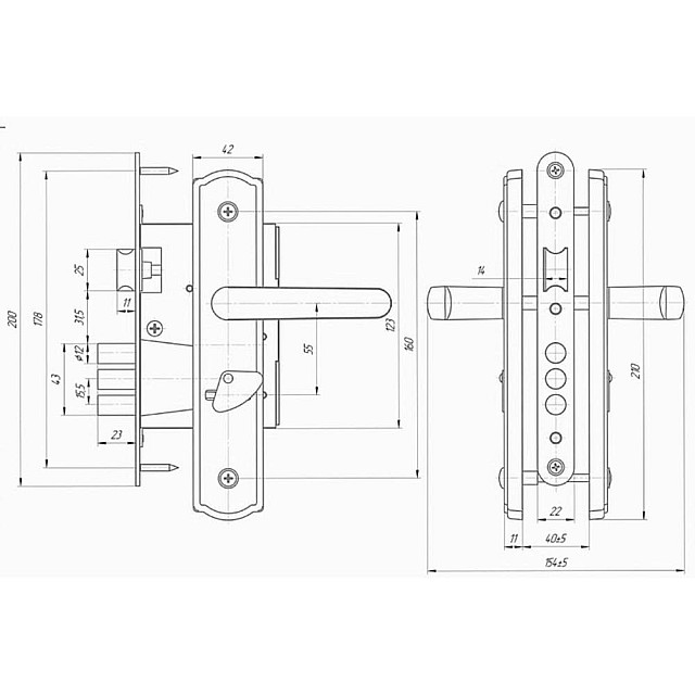 Замок врезной сувальдный Avers 3В9-4-1-4-09 медь