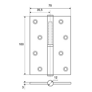 Петля врезная Avers 100*75*2.5-B-CR-L 2 шт