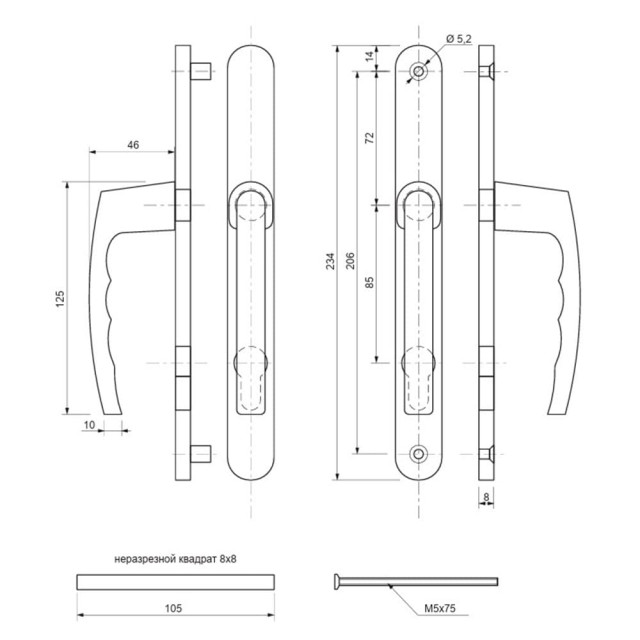 Ручки на планке Apecs HP-85.7205-BLM 00034976
