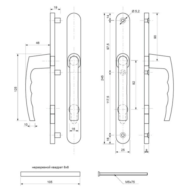 Ручки на планке Apecs HP-92.7105-W