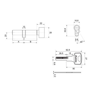 Цилиндровый механизм Avers ZM-80(35C/45)-C-BLM