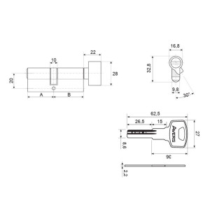 Цилиндровый механизм Avers ZM-80-C-BLM