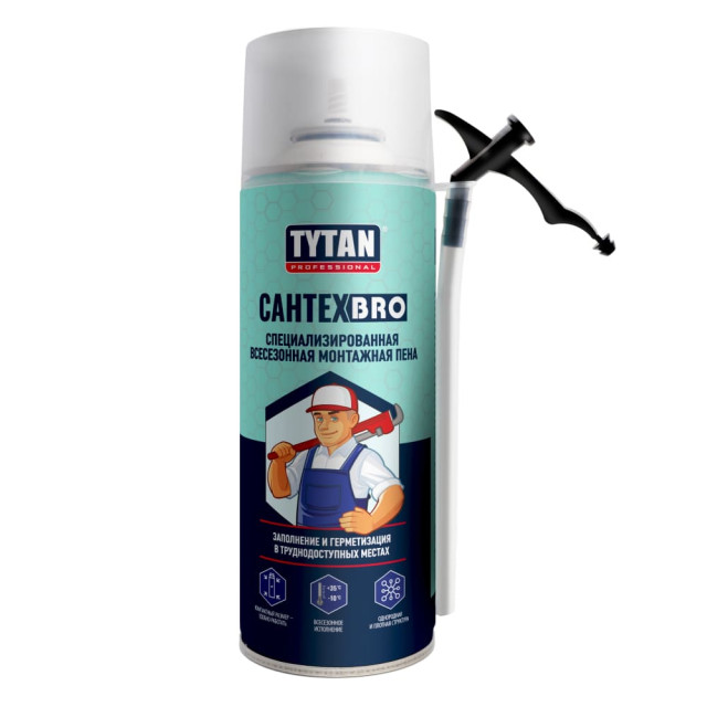 Пена монтажная Tytan Professional сантехbro всесезонная 500 мл Пена монтажная Tytan Professional сантехbro всесезонная 500 мл