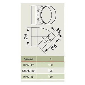 Колено Era 12.5ККП45 круглое 45° 125 мм