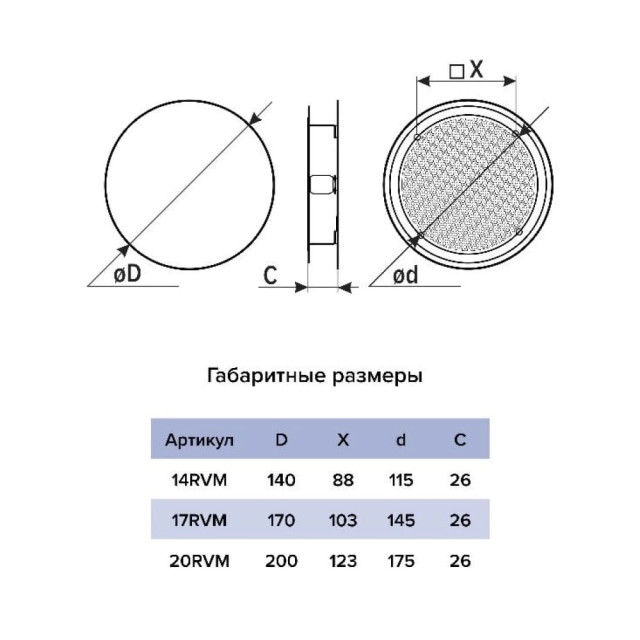 Вентрешетка Era 14RVM Gray сетка разъемная на магнитах 140 мм