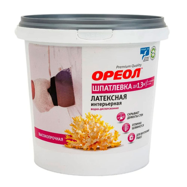 Шпатлевка интерьерная Ореол латексная 1.5 кг Шпатлевка интерьерная Ореол латексная 1.5 кг