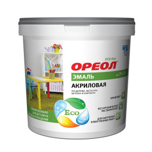 Эмаль Ореол акриловая матовая белая 0.9 кг