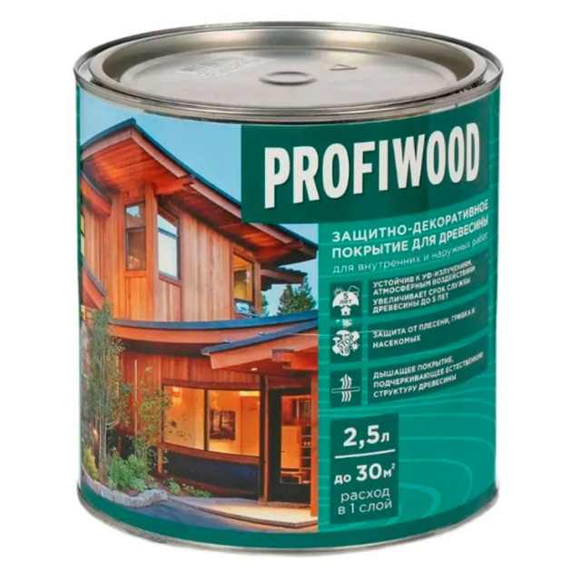 Защитно-декоративное покрытие для древесины Profiwood орегон 2.5 л Защитно-декоративное покрытие для древесины Profiwood орегон 2.5 л