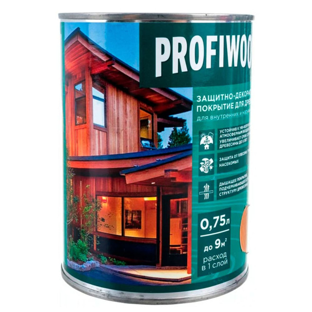 Защитно-декоративное покрытие для древесины Profiwood тик 0.75 л Защитно-декоративное покрытие для древесины Profiwood тик 0.75 л